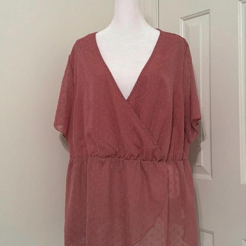 Pink V-Neck Blouse